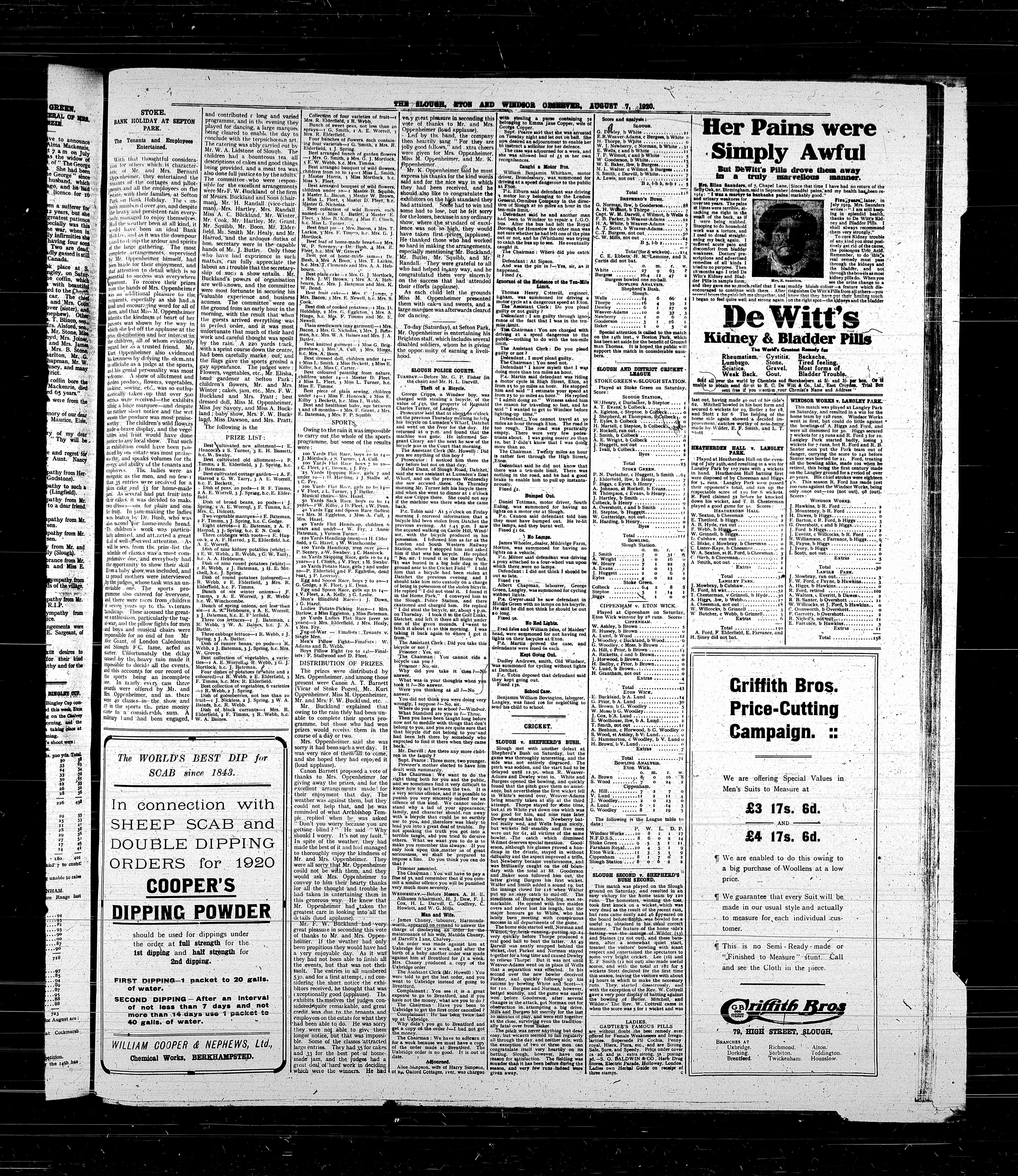 Slough, Eton & Windsor Observer, 07/08/1920, page 3.